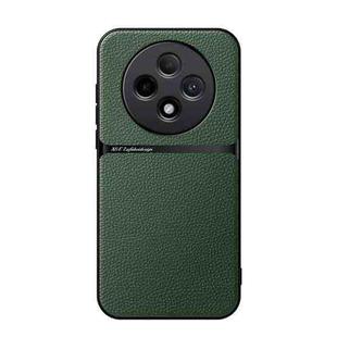 For OPPO Reno12 F 5G Litchi Leather Magnetic Full Coverage Shockproof Phone Case(Green)