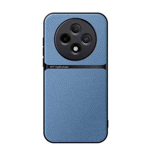 For OPPO Reno12 F 5G Litchi Leather Magnetic Full Coverage Shockproof Phone Case(Blue)