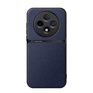 For OPPO Reno12 F 5G Litchi Leather Magnetic Full Coverage Shockproof Phone Case(Navy Blue)