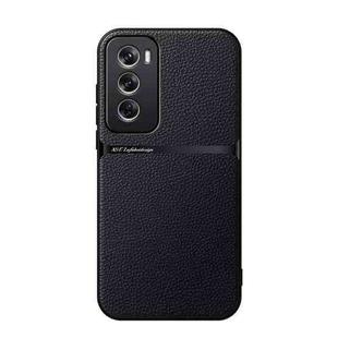 For OPPO Reno12 Global Litchi Leather Magnetic Full Coverage Shockproof Phone Case(Black)