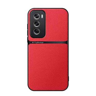 For OPPO Reno12 Global Litchi Leather Magnetic Full Coverage Shockproof Phone Case(Red)