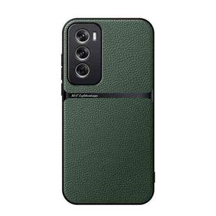 For OPPO Reno12 Global Litchi Leather Magnetic Full Coverage Shockproof Phone Case(Green)