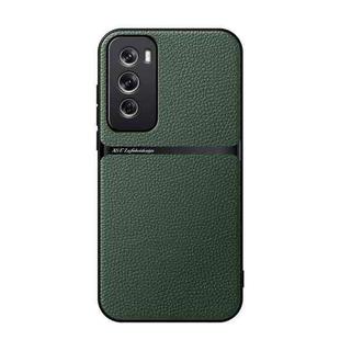 For OPPO Reno12 Pro Global Litchi Leather Magnetic Full Coverage Shockproof Phone Case(Green)