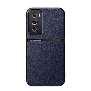 For OPPO Reno12 Pro Global Litchi Leather Magnetic Full Coverage Shockproof Phone Case(Navy Blue)