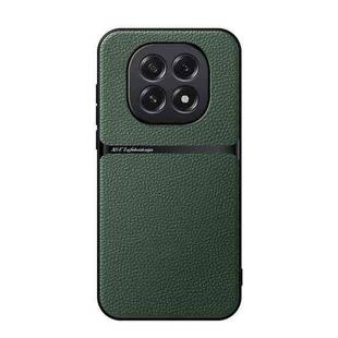 For OPPO  A5 5G Global Litchi Leather Magnetic Full Coverage Shockproof Phone Case(Green)