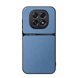 For OPPO  A5 5G Global Litchi Leather Magnetic Full Coverage Shockproof Phone Case(Blue)