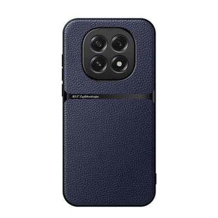For OPPO  A5 5G Global Litchi Leather Magnetic Full Coverage Shockproof Phone Case(Navy Blue)