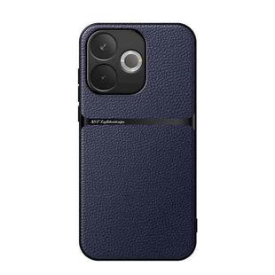 For OPPO  A5 Pro 5G Litchi Leather Magnetic Full Coverage Shockproof Phone Case(Navy Blue)