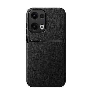 For OPPO Reno13 5G Global Litchi Leather Magnetic Full Coverage Shockproof Phone Case(Black)