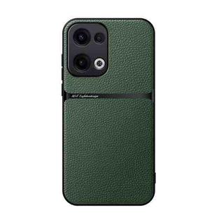 For OPPO Reno13 5G Global Litchi Leather Magnetic Full Coverage Shockproof Phone Case(Green)