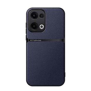 For OPPO Reno13 5G Global Litchi Leather Magnetic Full Coverage Shockproof Phone Case(Navy Blue)