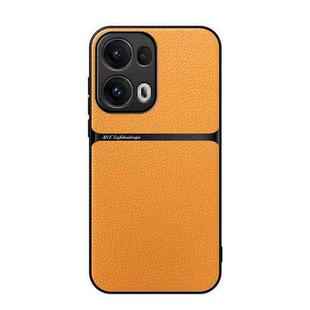 For OPPO Reno13 Pro 5G Global Litchi Leather Magnetic Full Coverage Shockproof Phone Case(Yellow)