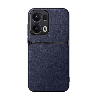 For OPPO Reno13 Pro 5G Global Litchi Leather Magnetic Full Coverage Shockproof Phone Case(Navy Blue)