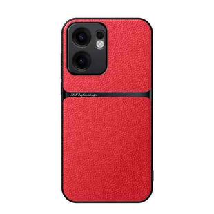 For OPPO Reno13 F 5G Litchi Leather Magnetic Full Coverage Shockproof Phone Case(Red)