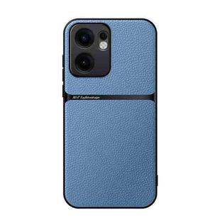 For OPPO Reno13 F 5G Litchi Leather Magnetic Full Coverage Shockproof Phone Case(Blue)