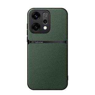 For OPPO  Reno14 Global Litchi Leather Magnetic Full Coverage Shockproof Phone Case(Green)