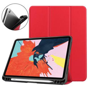 For iPad Air 2022 / 2020 10.9 Custer Texture TPU Horizontal Flip Leather Case with Sleep / Wake-up Function & Three-folding Holder & Pen Slot(Red)