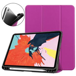 For iPad Air 2022 / 2020 10.9 Custer Texture TPU Horizontal Flip Leather Case with Sleep / Wake-up Function & Three-folding Holder & Pen Slot(Purple)