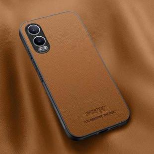 For OPPO K12x HUIYI Leather Magnetic Phone Case(Brown)