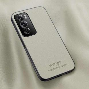 For OPPO Reno12 Pro 5G Global HUIYI Leather Magnetic Phone Case(White)