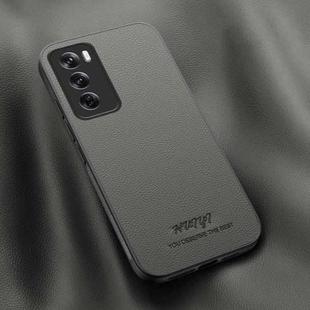For OPPO Reno12 5G Global HUIYI Leather Magnetic Phone Case(Grey)