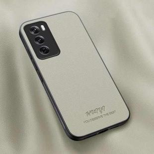 For OPPO Reno12 5G Global HUIYI Leather Magnetic Phone Case(White)
