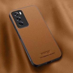 For OPPO Reno12 5G Global HUIYI Leather Magnetic Phone Case(Brown)