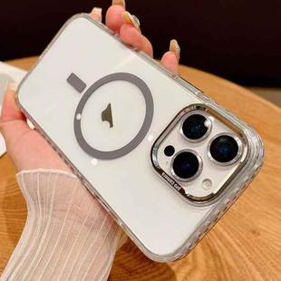 For iPhone 15 Pro Transparent MagSafe Phone Case with Lens Film(Grey)