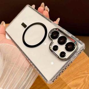 For Samsung Galaxy S23 Ultra 5G Transparent MagSafe Phone Case with Lens Film(Black)