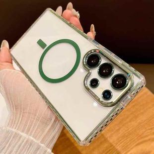 For Samsung Galaxy S25 Ultra 5G Transparent MagSafe Phone Case with Lens Film(Green)