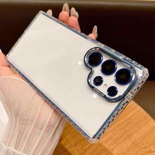 For Samsung Galaxy S22 Ultra 5G Transparent Phone Case with Lens Film(Blue)