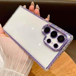 For Samsung Galaxy S22 Ultra 5G Transparent Phone Case with Lens Film(Purple)