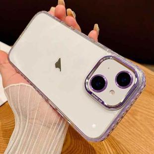 For iPhone 14 Plus Transparent Phone Case with Lens Film(Purple)