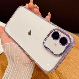 For iPhone 16 Transparent Phone Case with Lens Film(Purple)