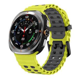 For Samsung Galaxy Watch Ultra 47mm Ocean Two Color Dual-Row Hole Silicone Watch Band(Lime Gray)