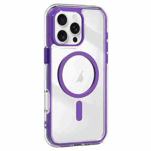 For iPhone 16 Pro Max Acrylic Hybrid TPU Airbag Shockproof MagSafe Phone Case(Purple)