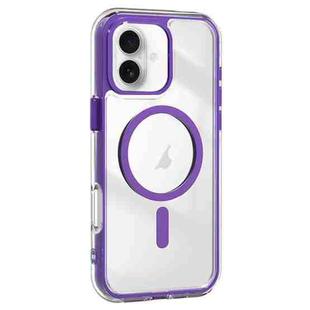 For iPhone 16 Plus Acrylic Hybrid TPU Airbag Shockproof MagSafe Phone Case(Purple)