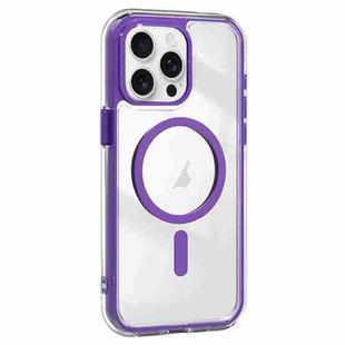 For iPhone 15 Pro Max Acrylic Hybrid TPU Airbag Shockproof MagSafe Phone Case(Purple)