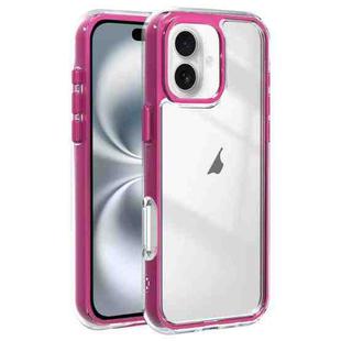 For iPhone 16 Acrylic Hybrid TPU 3-in-1 Airbag Shockproof Phone Case(Rose Red)