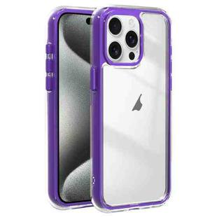 For iPhone 15 Pro Acrylic Hybrid TPU 3-in-1 Airbag Shockproof Phone Case(Purple)