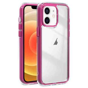 For iPhone 12 Acrylic Hybrid TPU 3-in-1 Airbag Shockproof Phone Case(Rose Red)