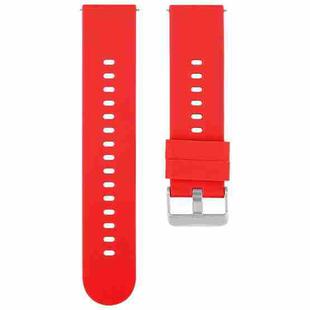 18mm Solid Color Steel Buckle Silicone Watch Band(Red)