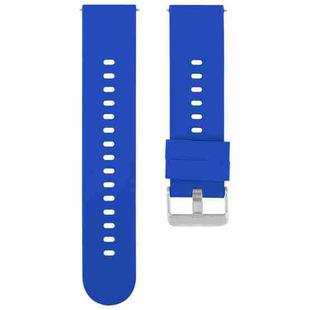 19mm Solid Color Steel Buckle Silicone Watch Band(Dark Blue)