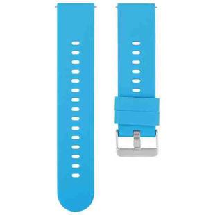 19mm Solid Color Steel Buckle Silicone Watch Band(Blue)