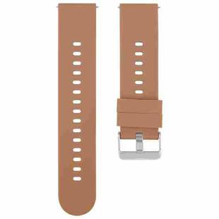 20mm Solid Color Steel Buckle Silicone Watch Band(Brown)