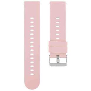 20mm Solid Color Steel Buckle Silicone Watch Band(Pink)