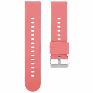 20mm Solid Color Steel Buckle Silicone Watch Band(Coral Color)