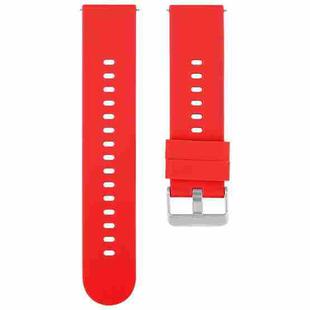 22mm Solid Color Steel Buckle Silicone Watch Band(Red)