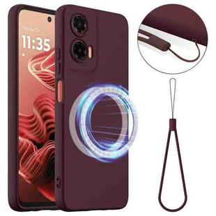For Motorola Moto G35 5G Shockproof Silicone Magsafe Phone Case(Plum Color)