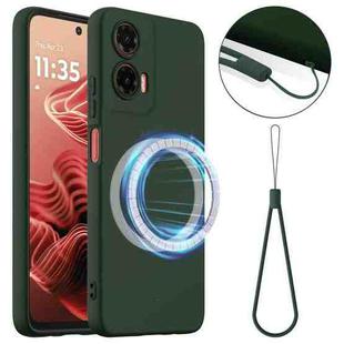 For Motorola Moto G35 5G Shockproof Silicone Magsafe Phone Case(Dark Green)